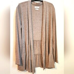 Van Heusen‎ Tiered Tan Open Front Cardigan, Size S
